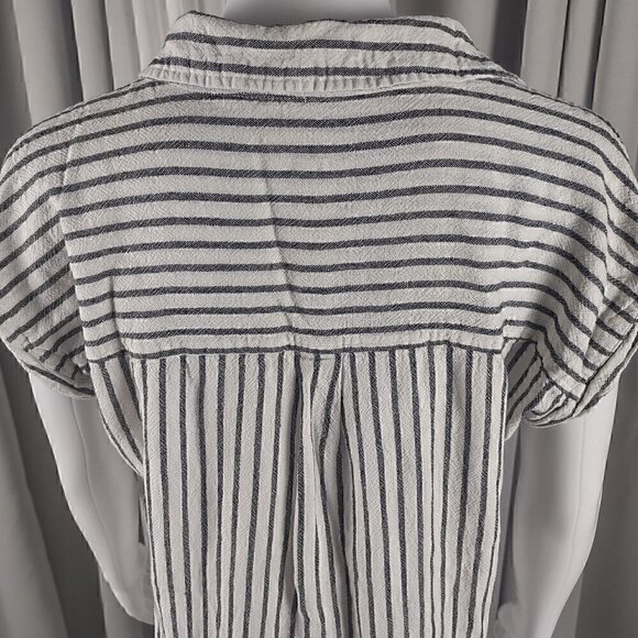 Thread And Supply Linen Blend Fringe Bottom Striped Pullover Dress Size Small - Picture 4 of 11